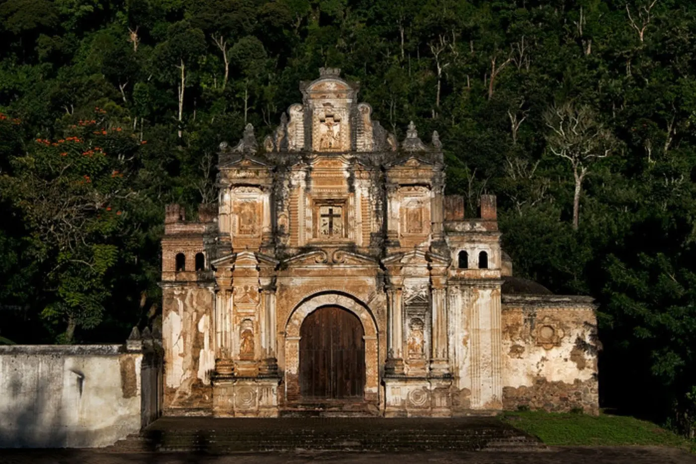 A colonial church facade in Antigua, Guatemala