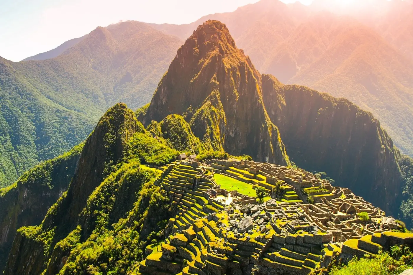 Machu Picchu on its ridge above the Urubamba