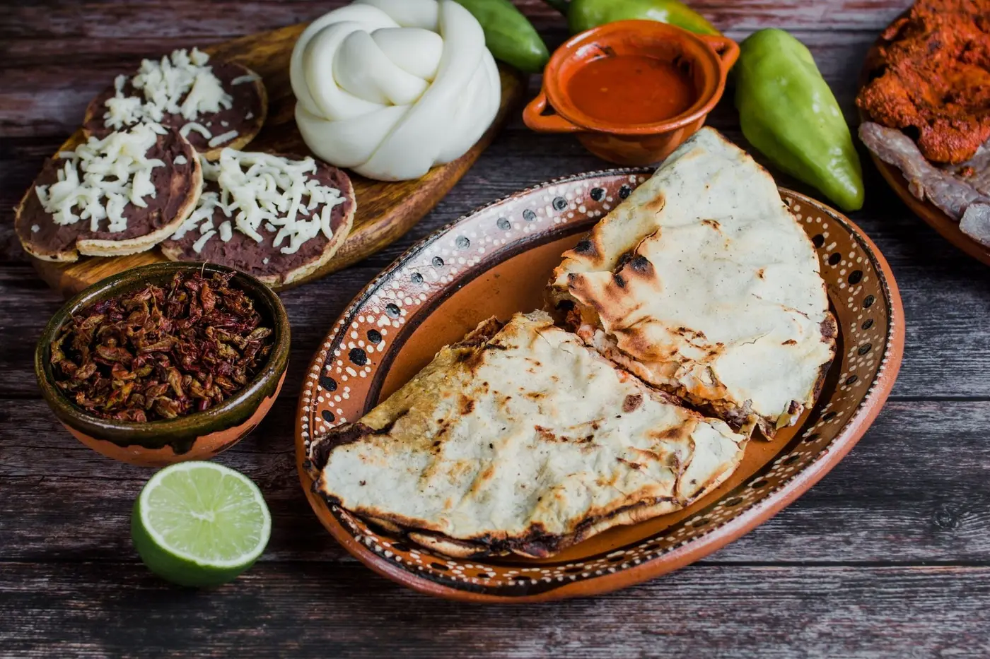 Mezcal served with traditional Oaxacan garnishes