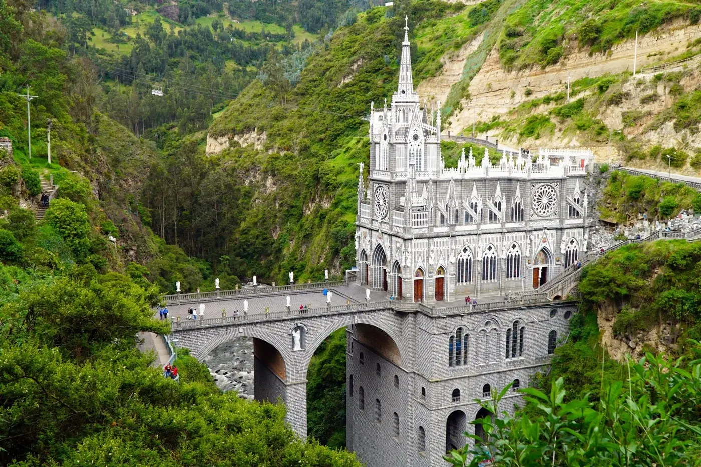 Las Lajas Sanctuary in its gorge near the Colombian border